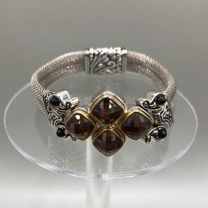 Vintage silver mesh bejeweled costume dressy magnetic bracelet-vintage.